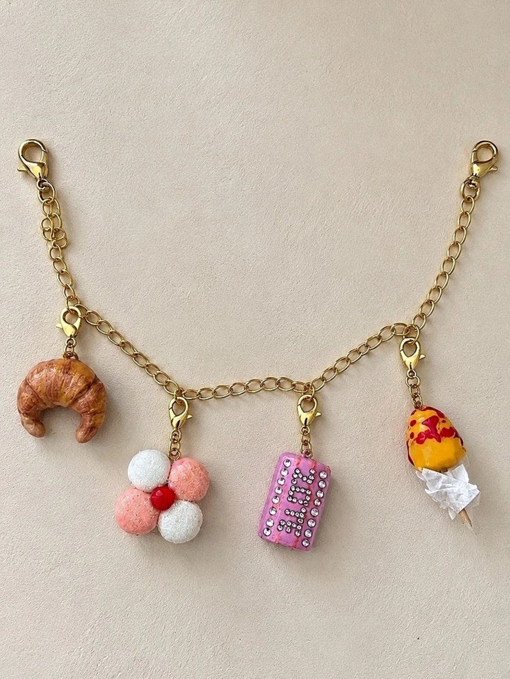 Charm Necklace Gold & Pink